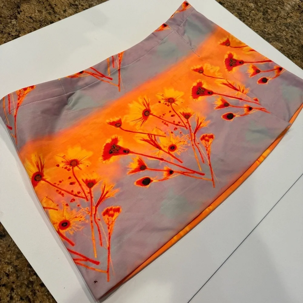 NWT Miaou Mini Skirt Micro in Sunrise Orange Multicolor Floral Print​